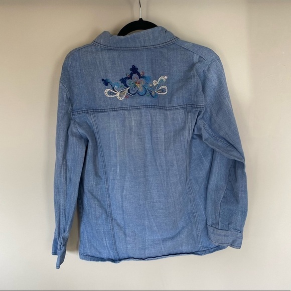 Vintage Chambray Floral Embroidered Shirt - Picture 2 of 10